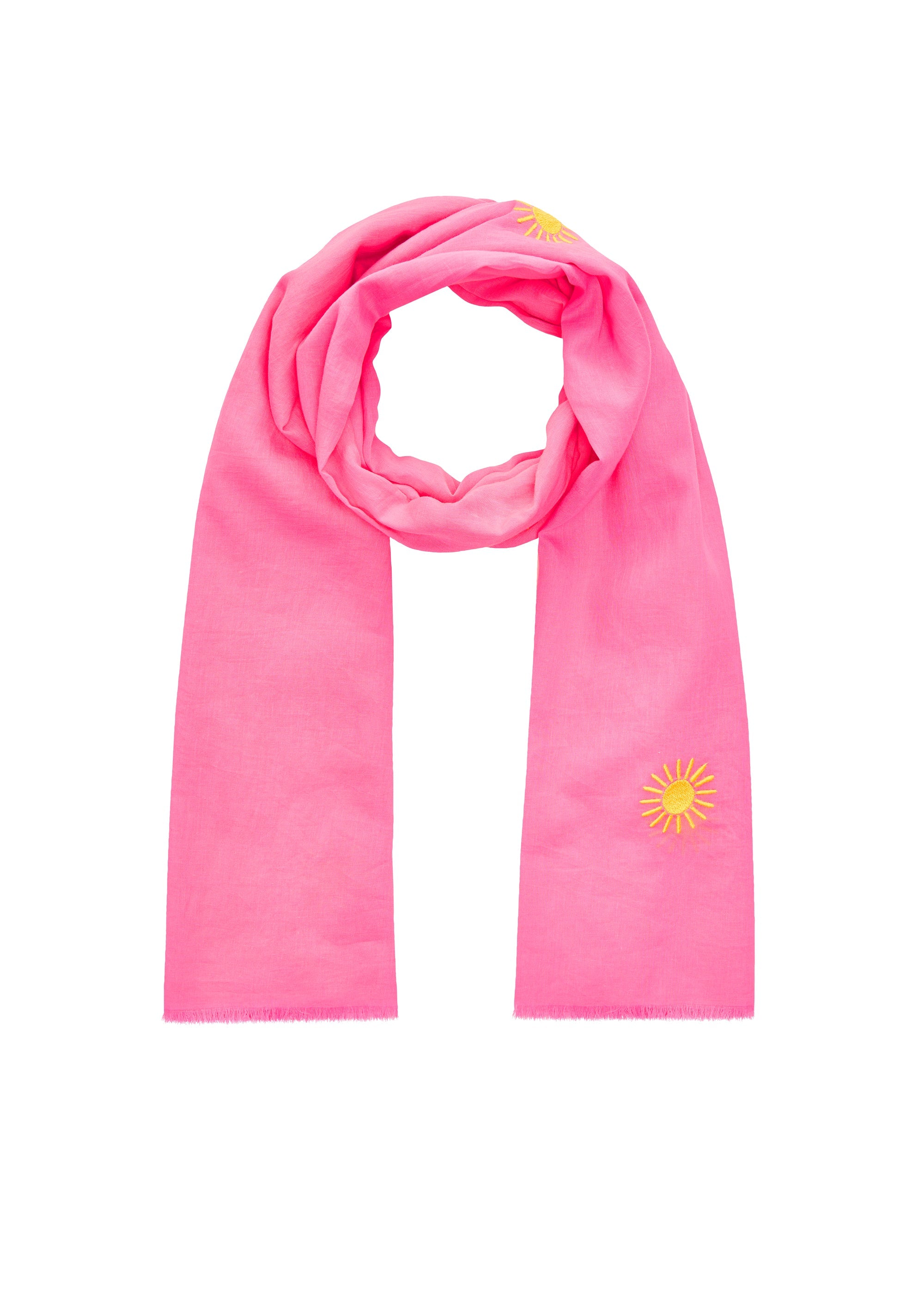 codello-bestickter-schal-aus-baumwolle-mit-sonnen-motiven-pink image 1