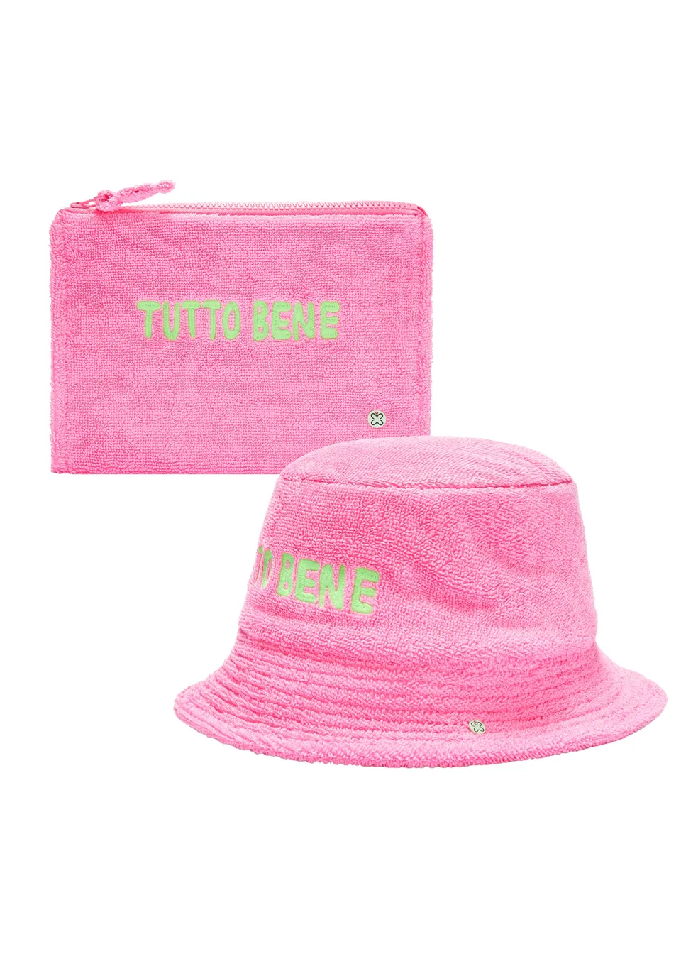 codello-x-peanuts-set-aus-bucket-hat-und-clutch-in-pink-baumwoll-frottee image 1
