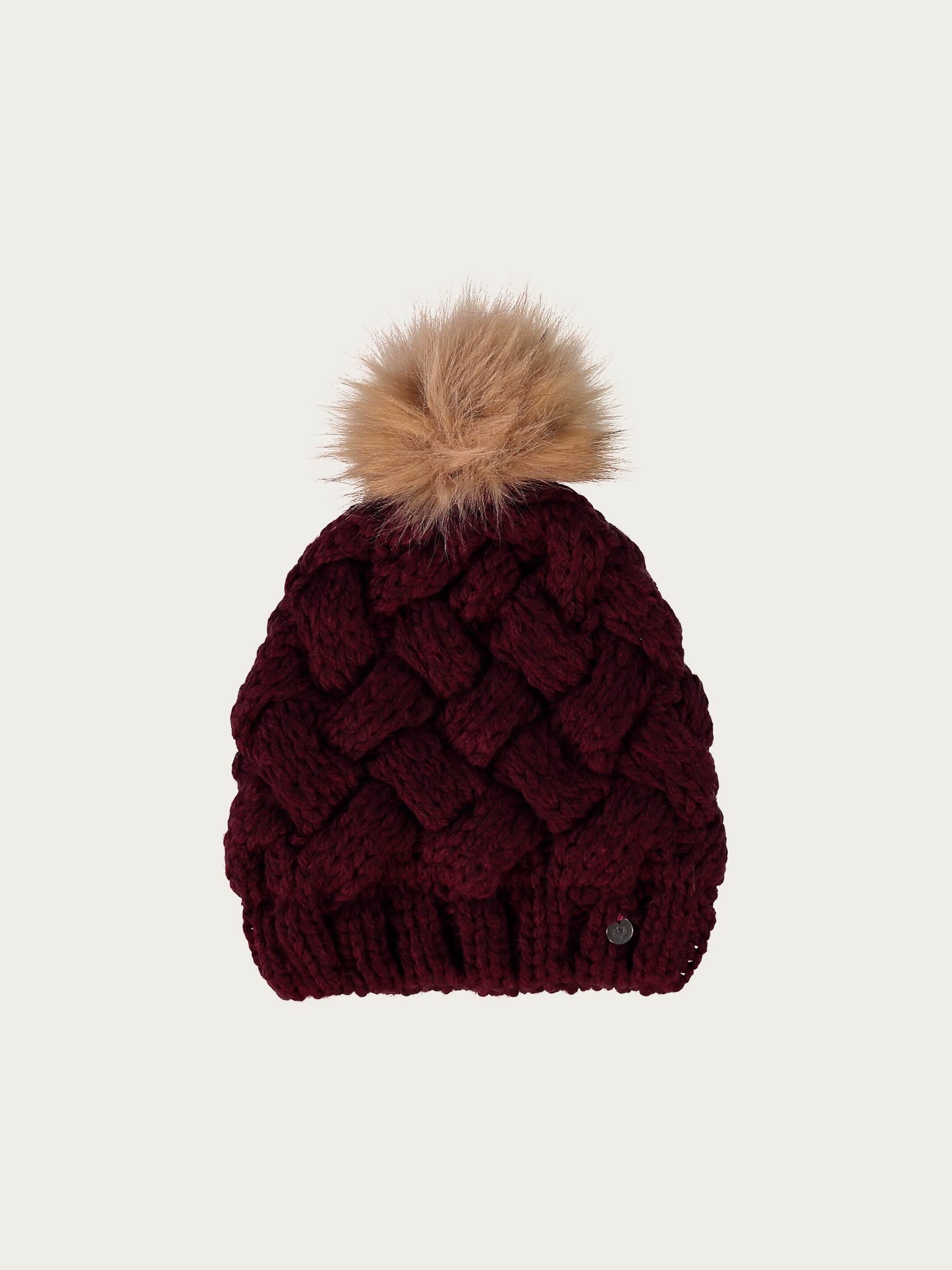 fraas-strickm-tze-wollmischung-mit-kunsthaar-bommel-blau image 3