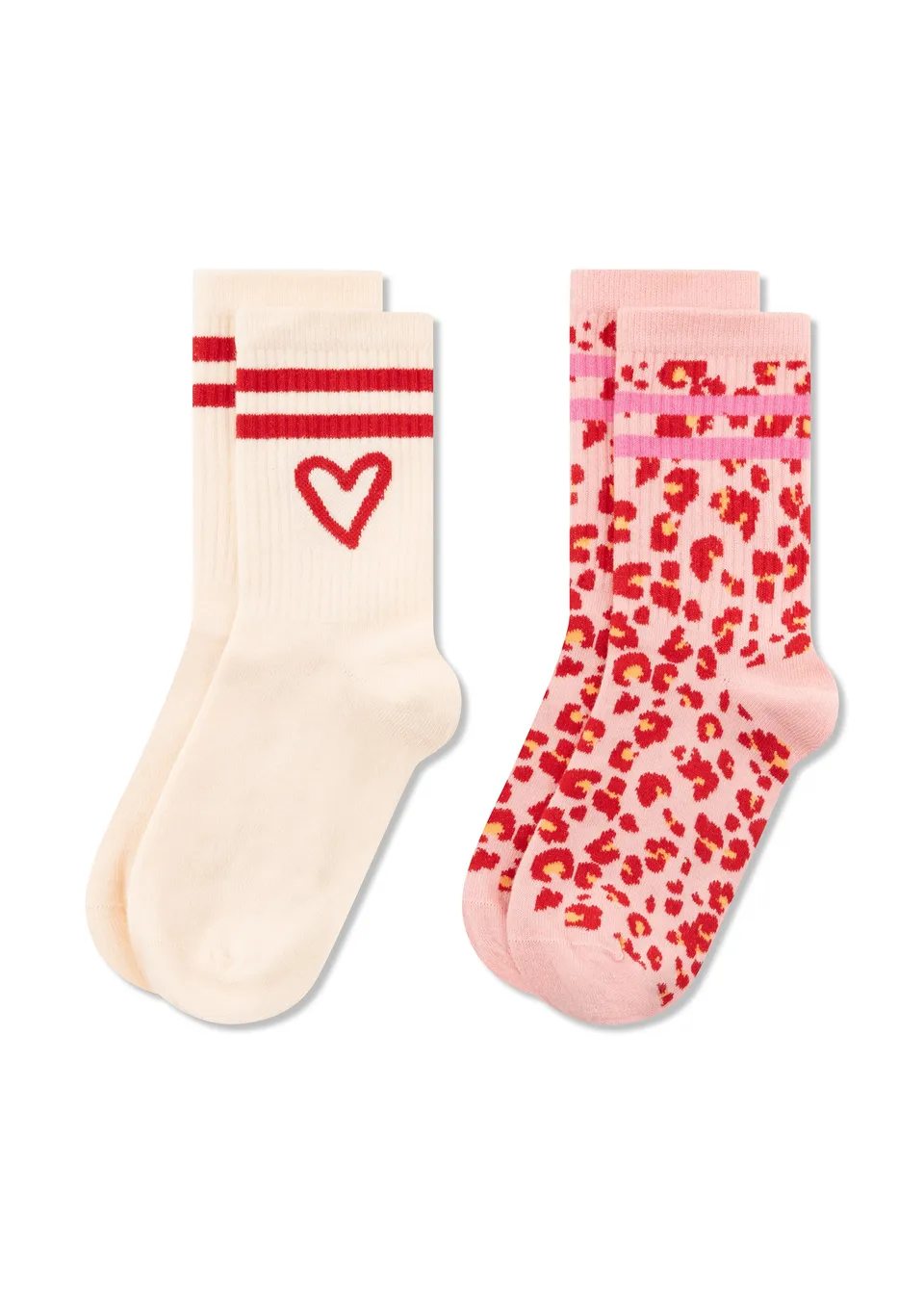 codello-socken-set-2-paar-baumwoll-jacquard-leo-und-herz-motiv image 1