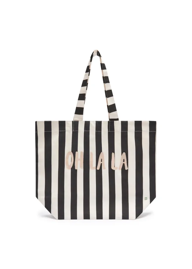 codello-shopper-aus-canvas-gestreift-mit-oh-la-la-stickerei image 1