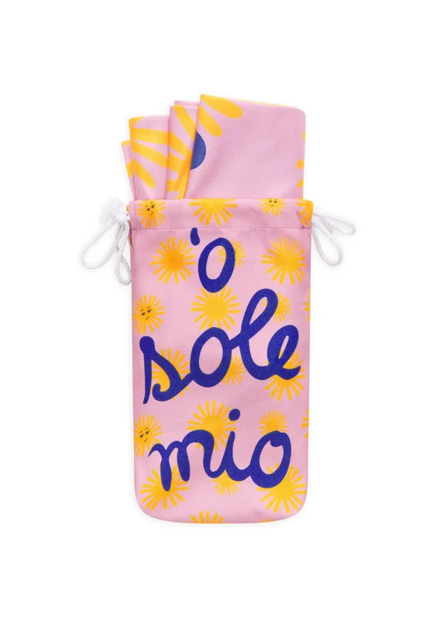 codello-microfaser-handtuch-strandtuch-mit-sonnen-motiven-und-o-sole-mio-schrift image 1