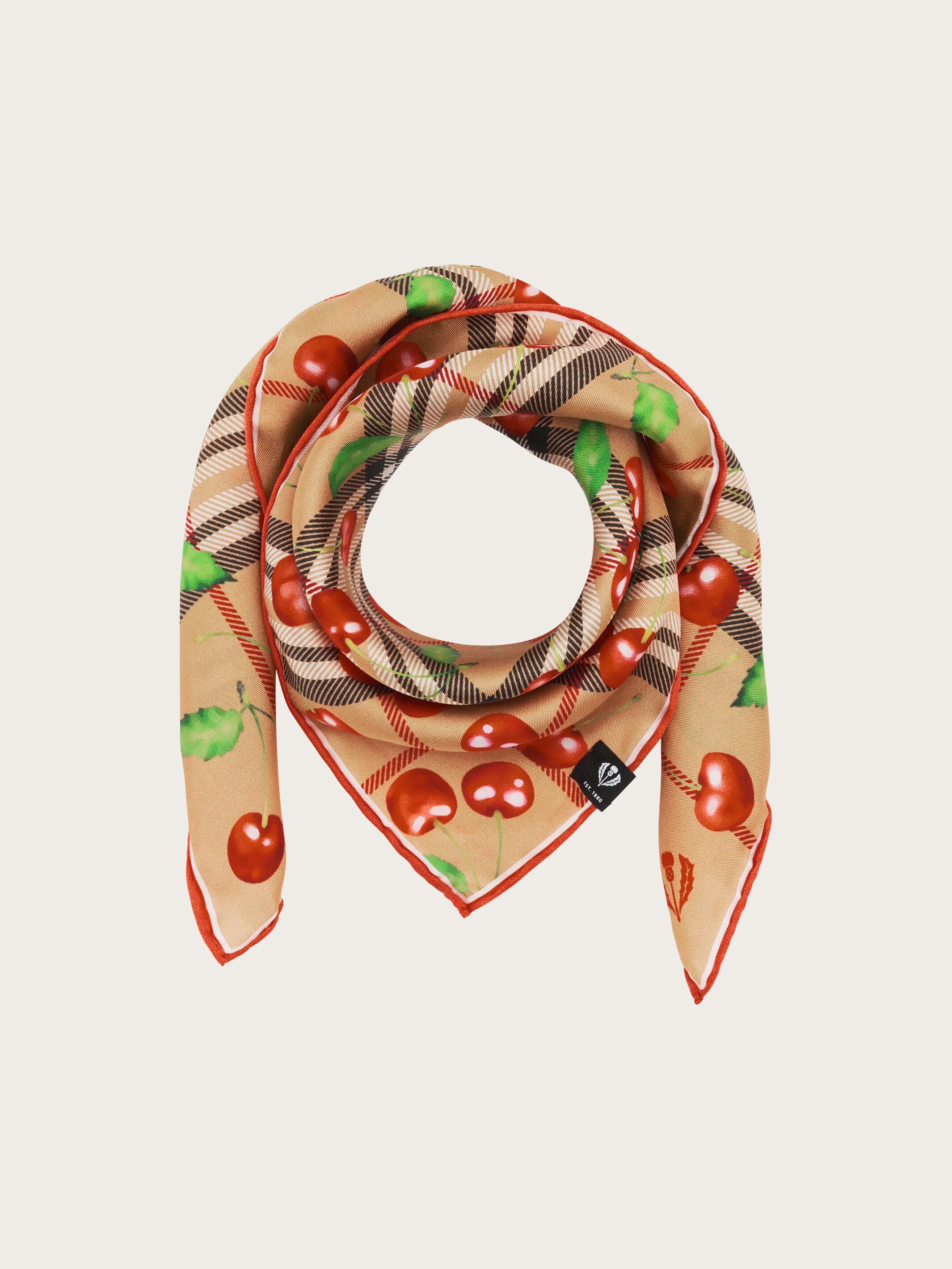 fraas-nickituch-fraas-plaid-karo-mit-kirschen-print-aus-seide-51-x-51-cm image 2