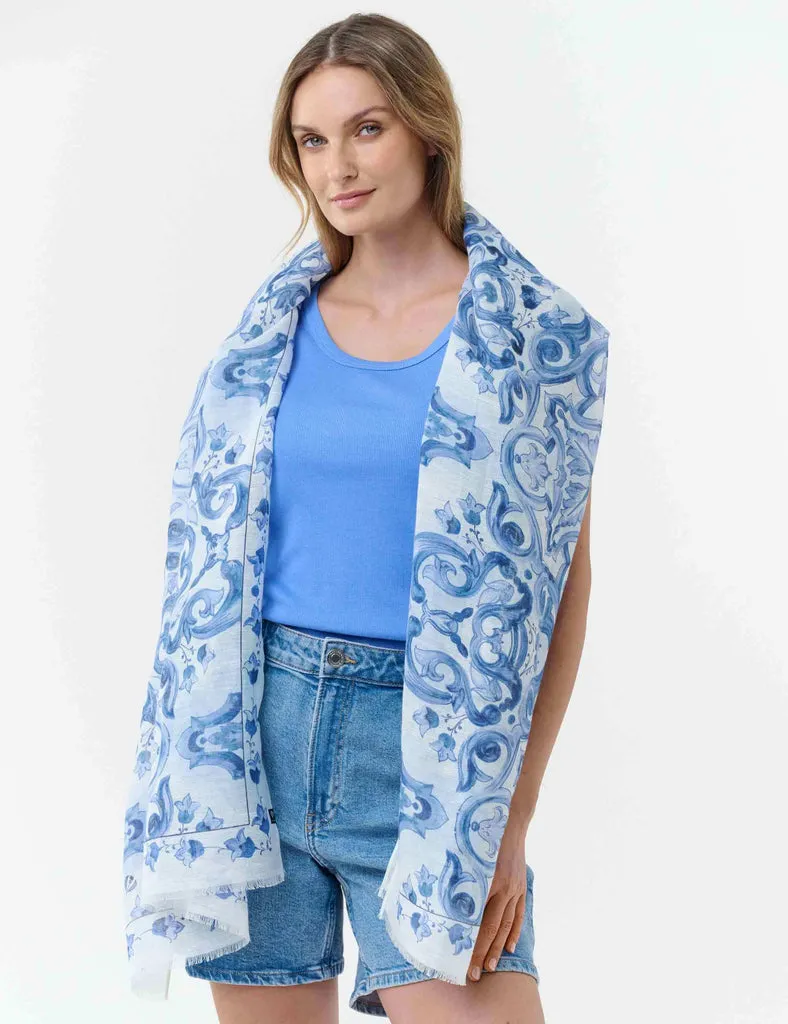 fraas-schal-mit-mosaik-design-hanf-baumwolle-58-x-180-cm image 1