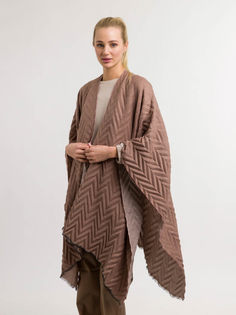 fraas-plissierter-damen-poncho-zweifarbig-latin-american-style-vielseitig-tragba image 1