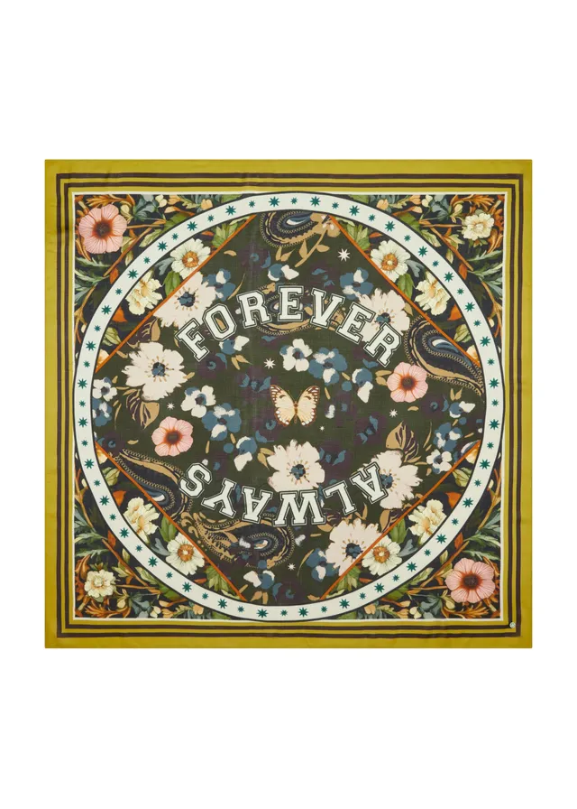codello-tuch-mit-blumen-muster-und-always-forever-schriftzug image 1