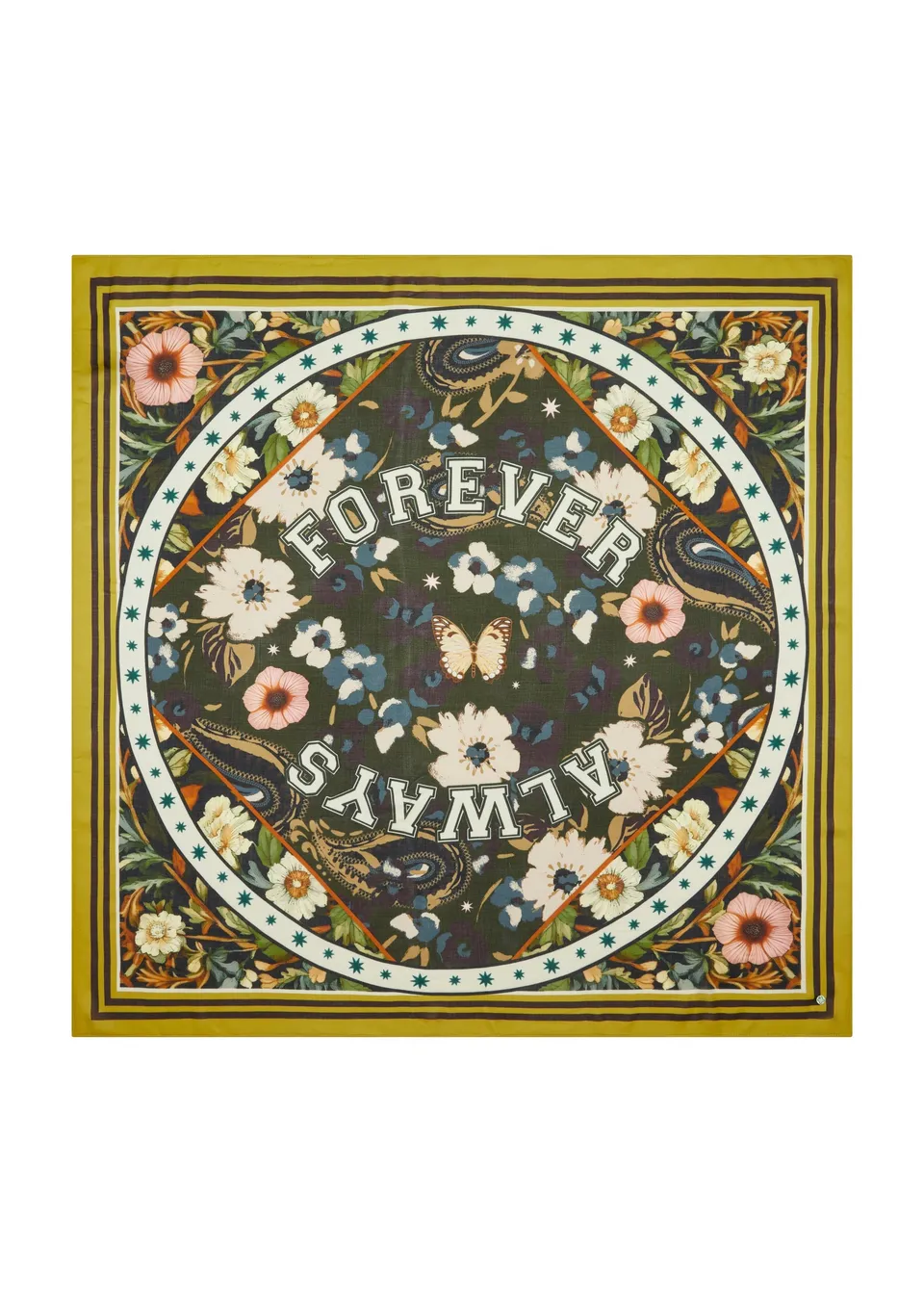 codello-tuch-mit-blumen-muster-und-always-forever-schriftzug image 1