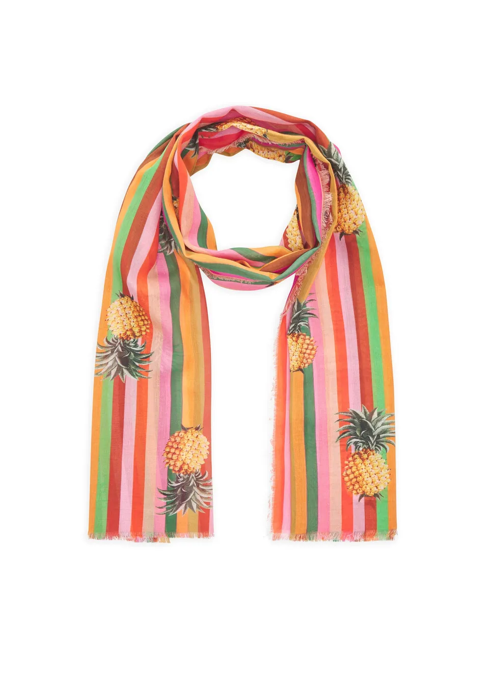 codello-schal-aus-baumwolle-gestreift-mit-ananas-motiven image 1