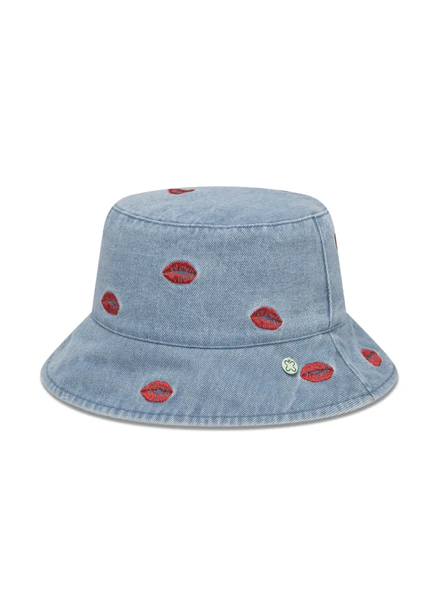 codello-fischerhut-aus-denim-mit-kussmund-stickerei image 1