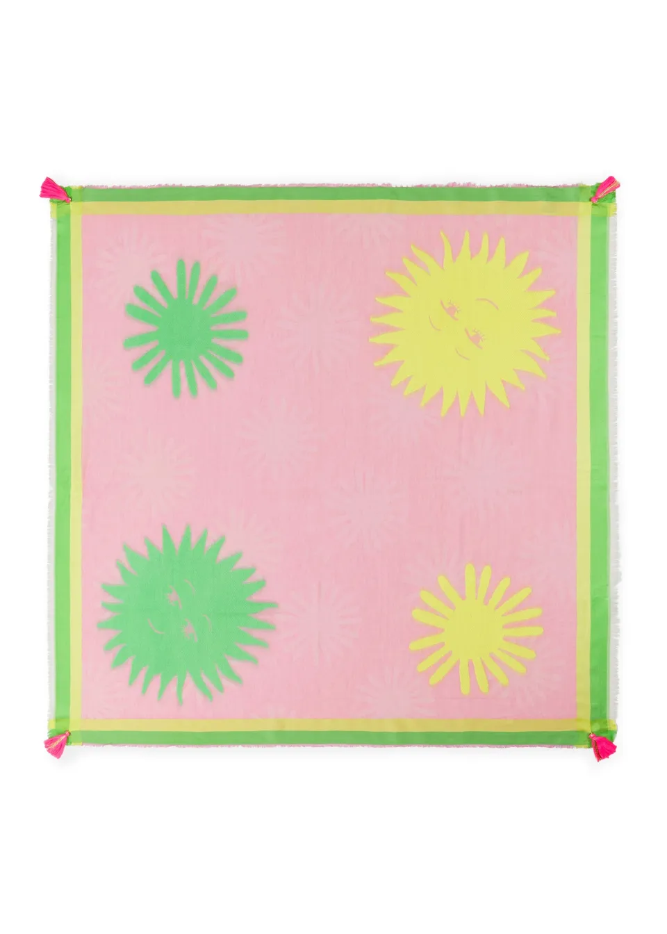 codello-jacquard-tuch-baumwoll-mix-mit-sonnen-motiven-pink-quasten image 1