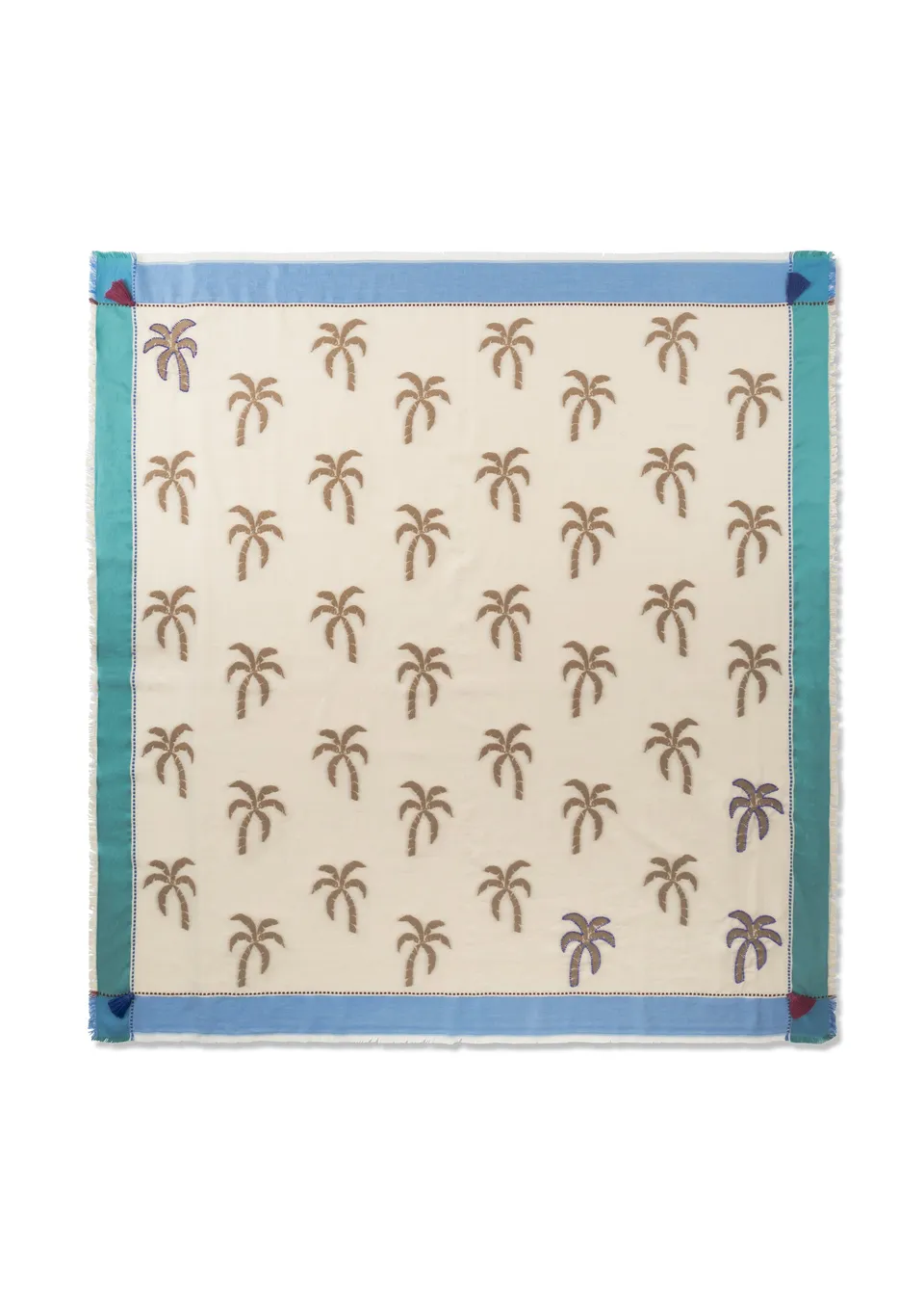 codello-jacquard-tuch-aus-baumwoll-mix-mit-palmenmotiven-und-perlenstickerei image 1
