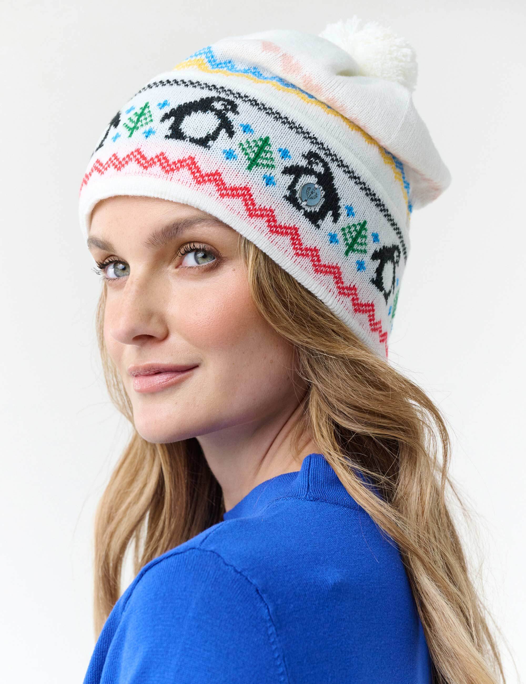 fraas-damen-strickm-tze-mit-pinguin-motiv-und-bommel-26-5-x-21-cm image 5