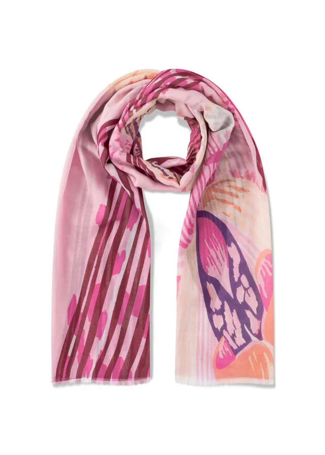 codello-schal-aus-baumwolle-mit-xl-blumenmotiv-in-beerent-nen image 1
