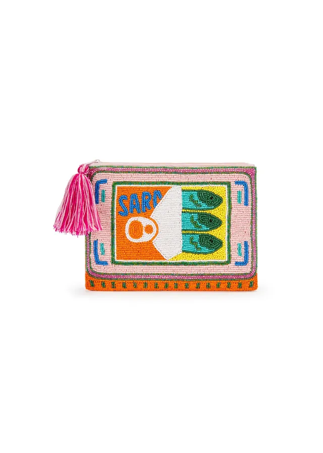 codello-perlenbestickte-clutch-sardine-tin-rosa-mit-quaste image 1