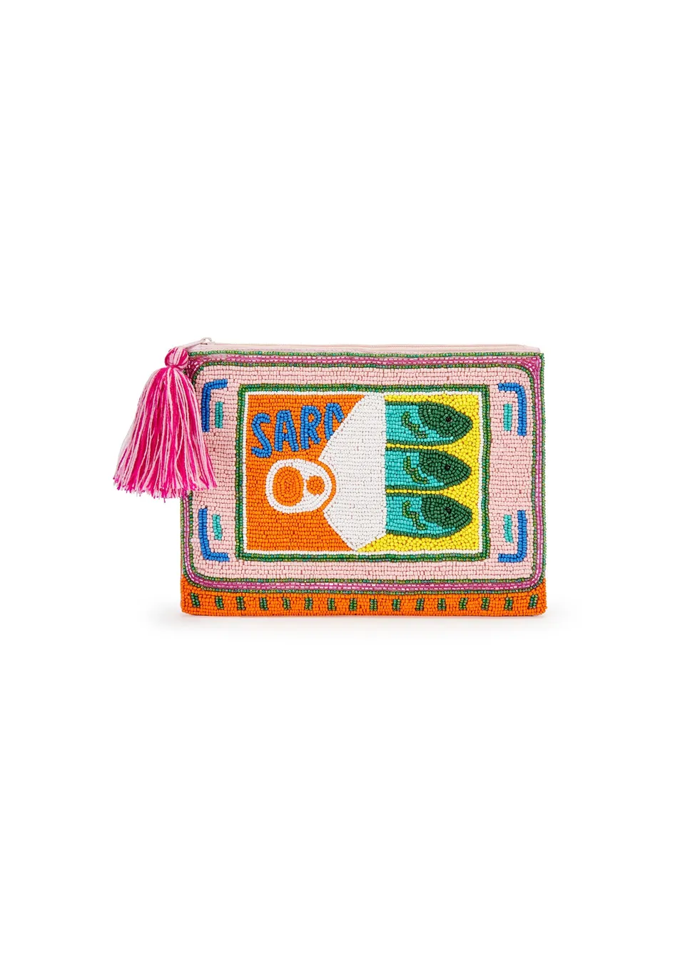codello-perlenbestickte-clutch-sardine-tin-rosa-mit-quaste image 1