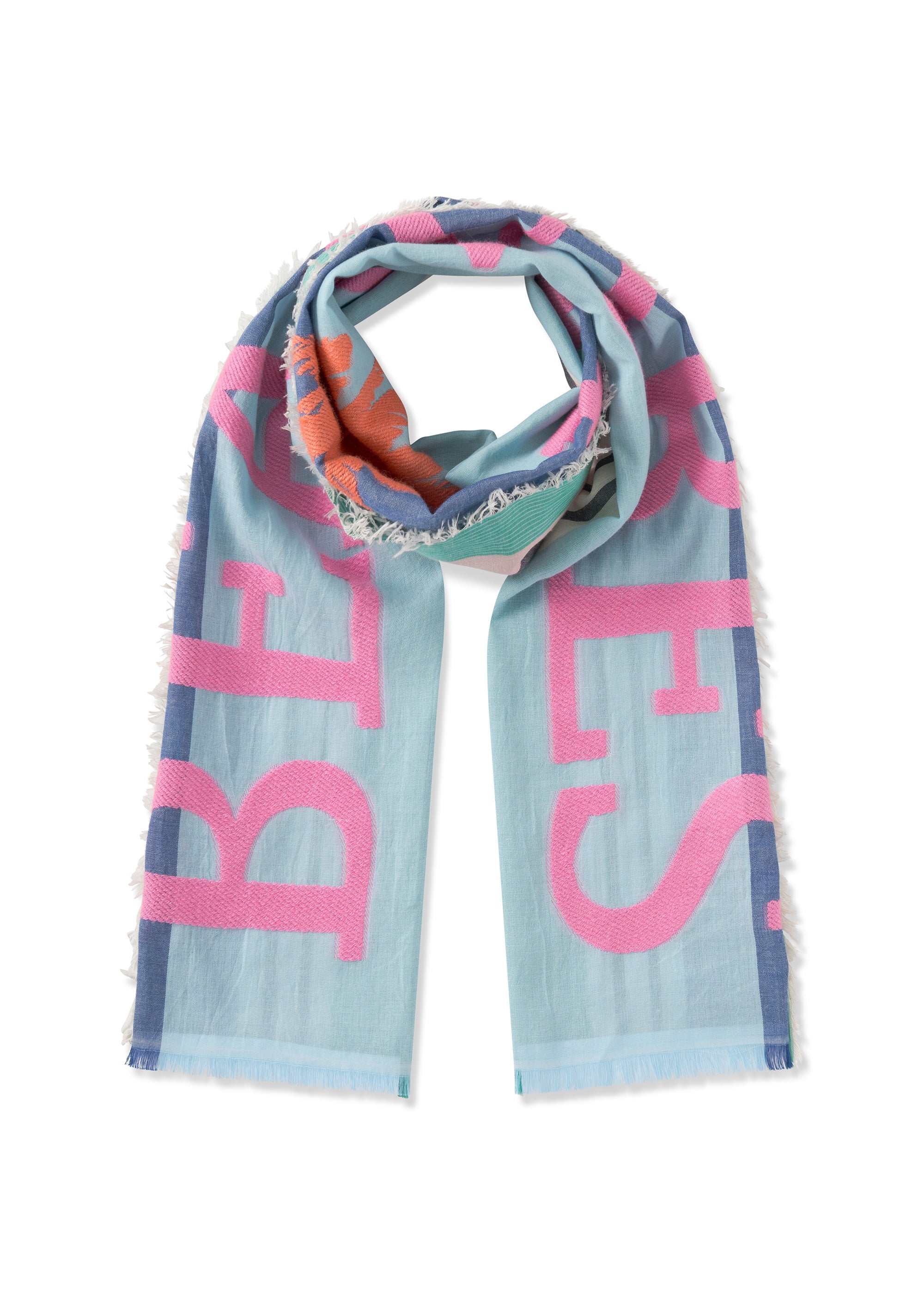 codello-schal-aus-baumwoll-mix-mit-beach-vibes-schriftzug-s26-d03 image 1
