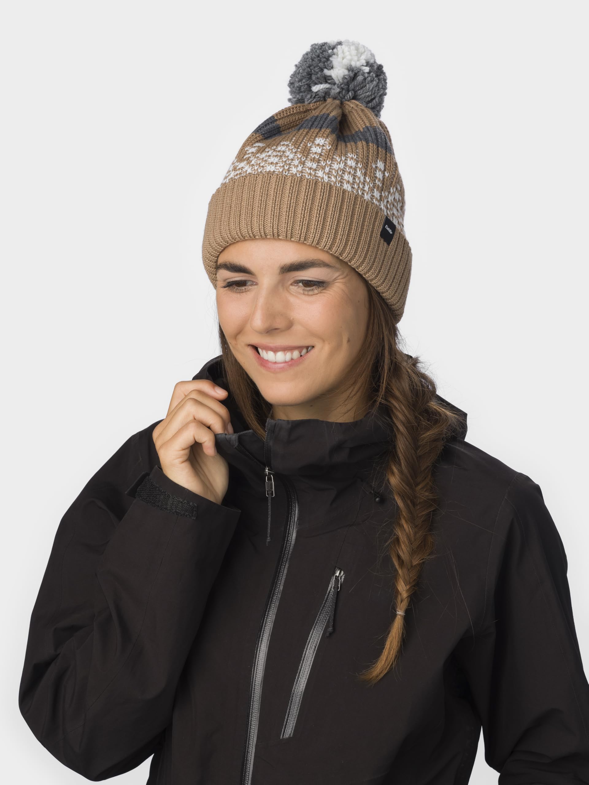 eisb-r-norrak-pompon-m-tze-cappuccino-merino-norwegerm-tze-unisex-mit-fleece-und image 3