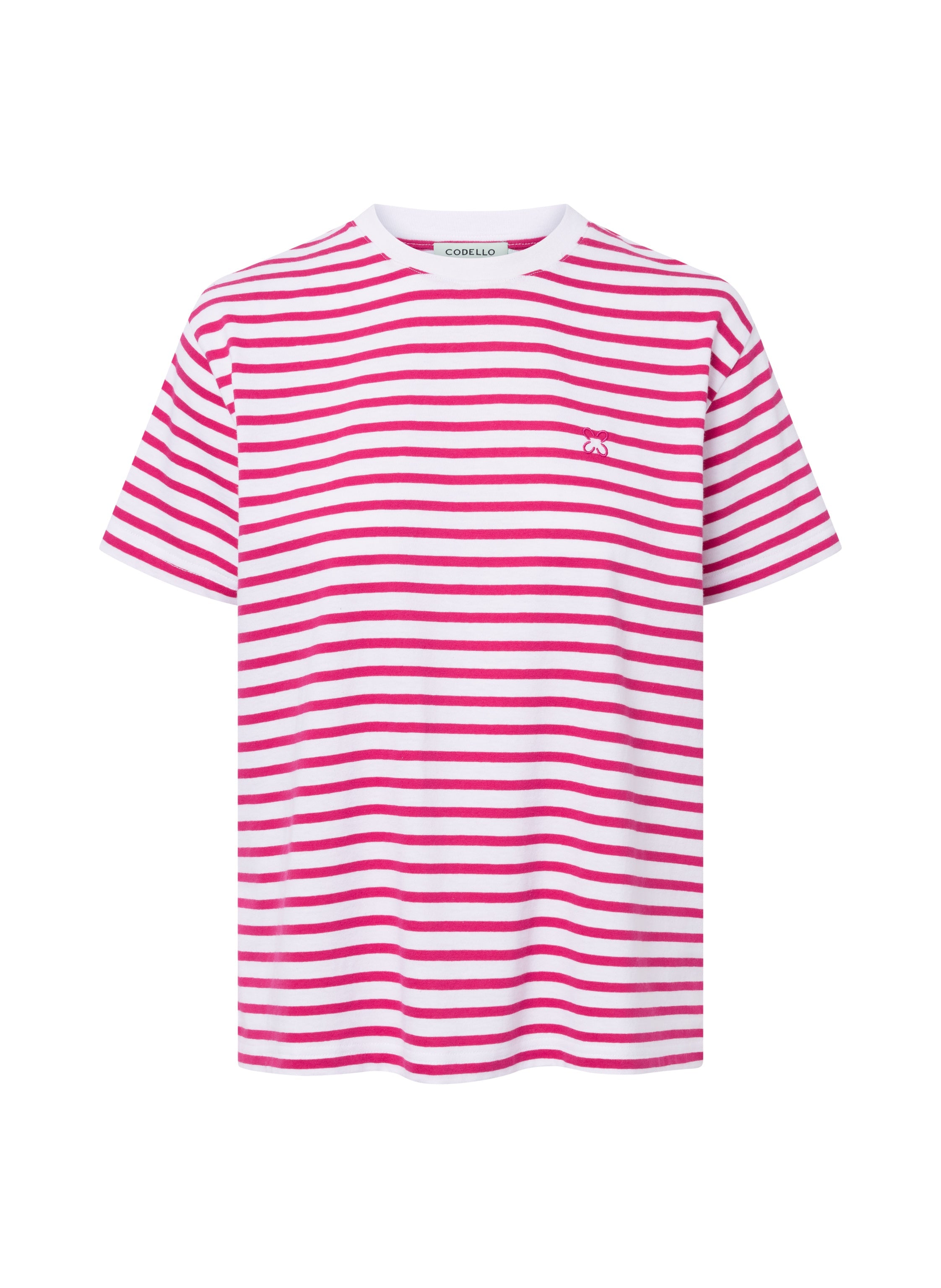 codello-t-shirt-aus-baumwolle-mit-navystreifen-und-logo-stitching-wei image 3