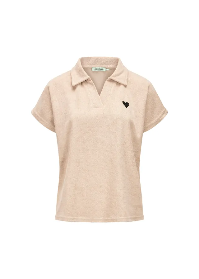 codello-frottee-shirt-mit-herz-stickerei-cropped-baumwoll-mix image 1
