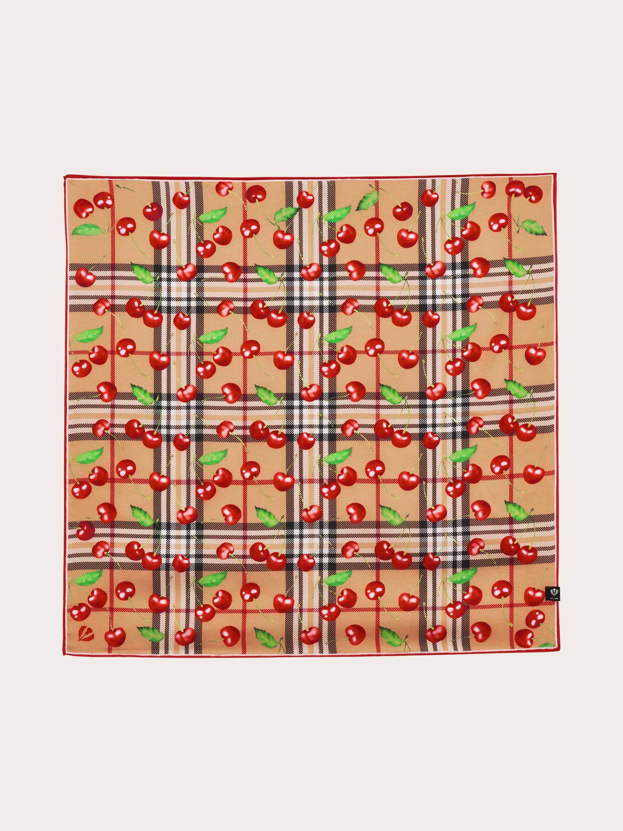 fraas-nickituch-fraas-plaid-karo-mit-kirschen-print-aus-seide-51-x-51-cm image 3
