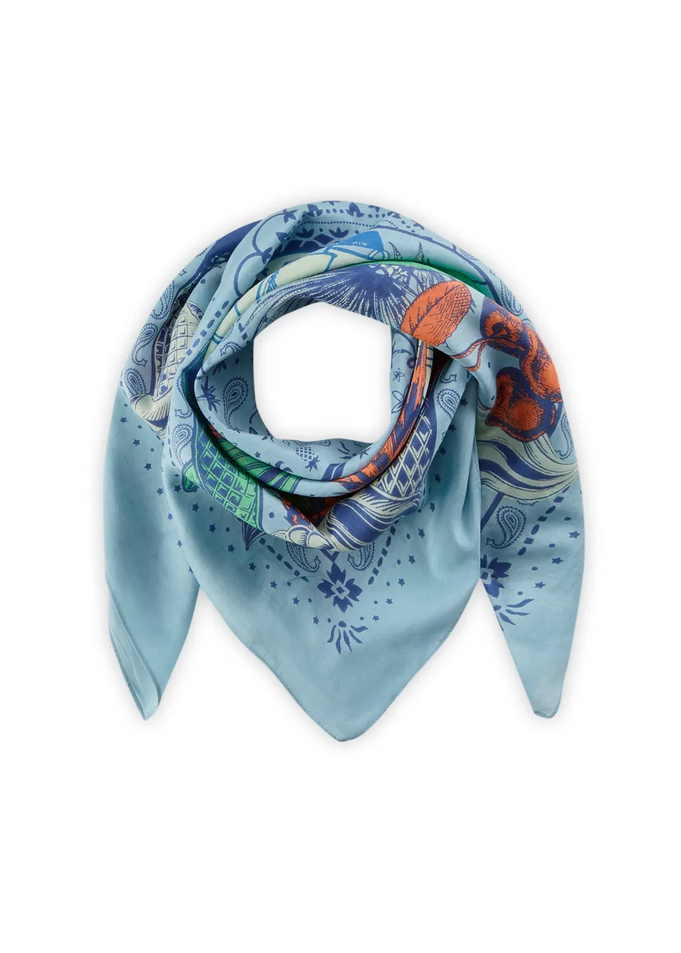 codello-premium-bandana-carr-70x70-aus-baumwoll-seide-mix-mit-sommermotiven image 1