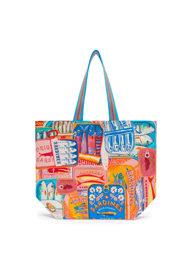 codello-shopper-aus-canvas-mit-sardinenmotiven-und-streifenmuster image 1
