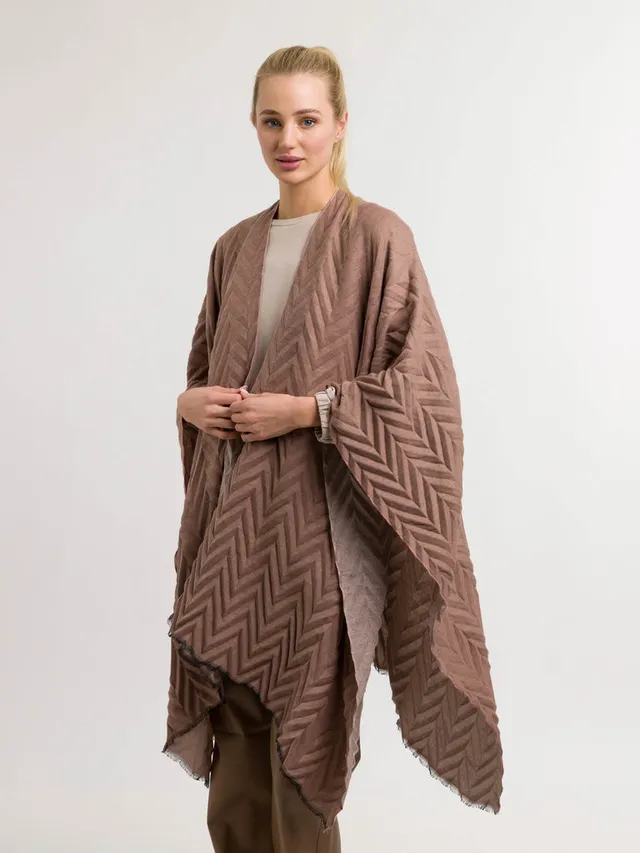 fraas-plissierter-damen-poncho-zweifarbig-latin-american-style-vielseitig-tragba image 1