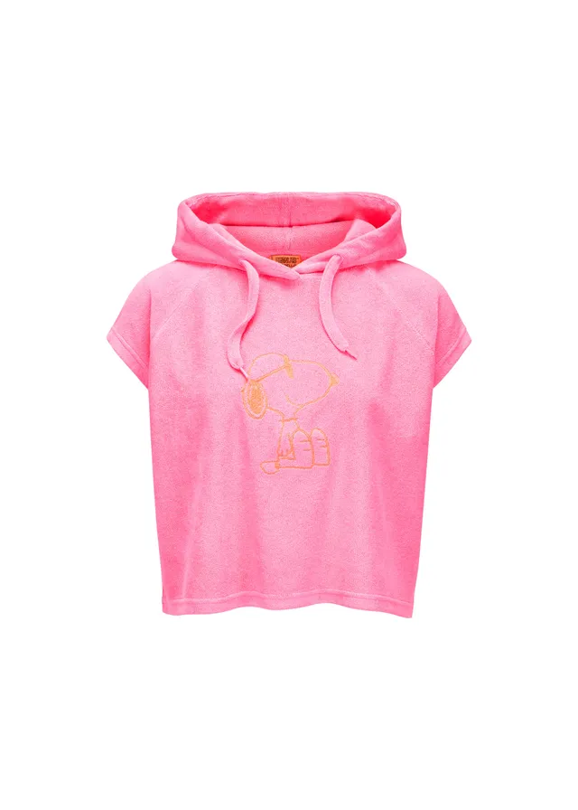 codello-peanuts-frottee-hoodie-gecroppt-mit-snoopy-stickerei-pink image 1