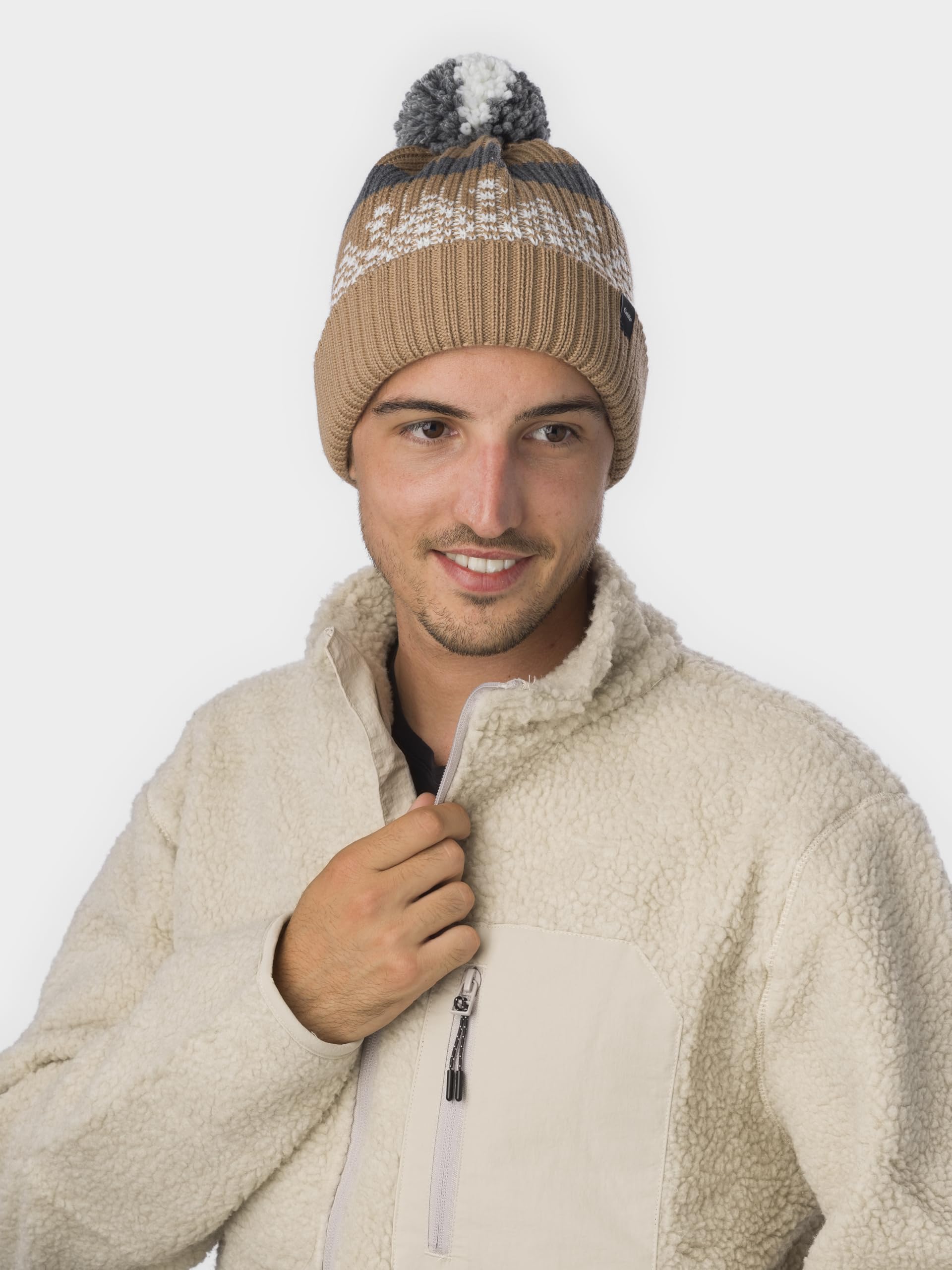 eisb-r-norrak-pompon-m-tze-cappuccino-merino-norwegerm-tze-unisex-mit-fleece-und image 5
