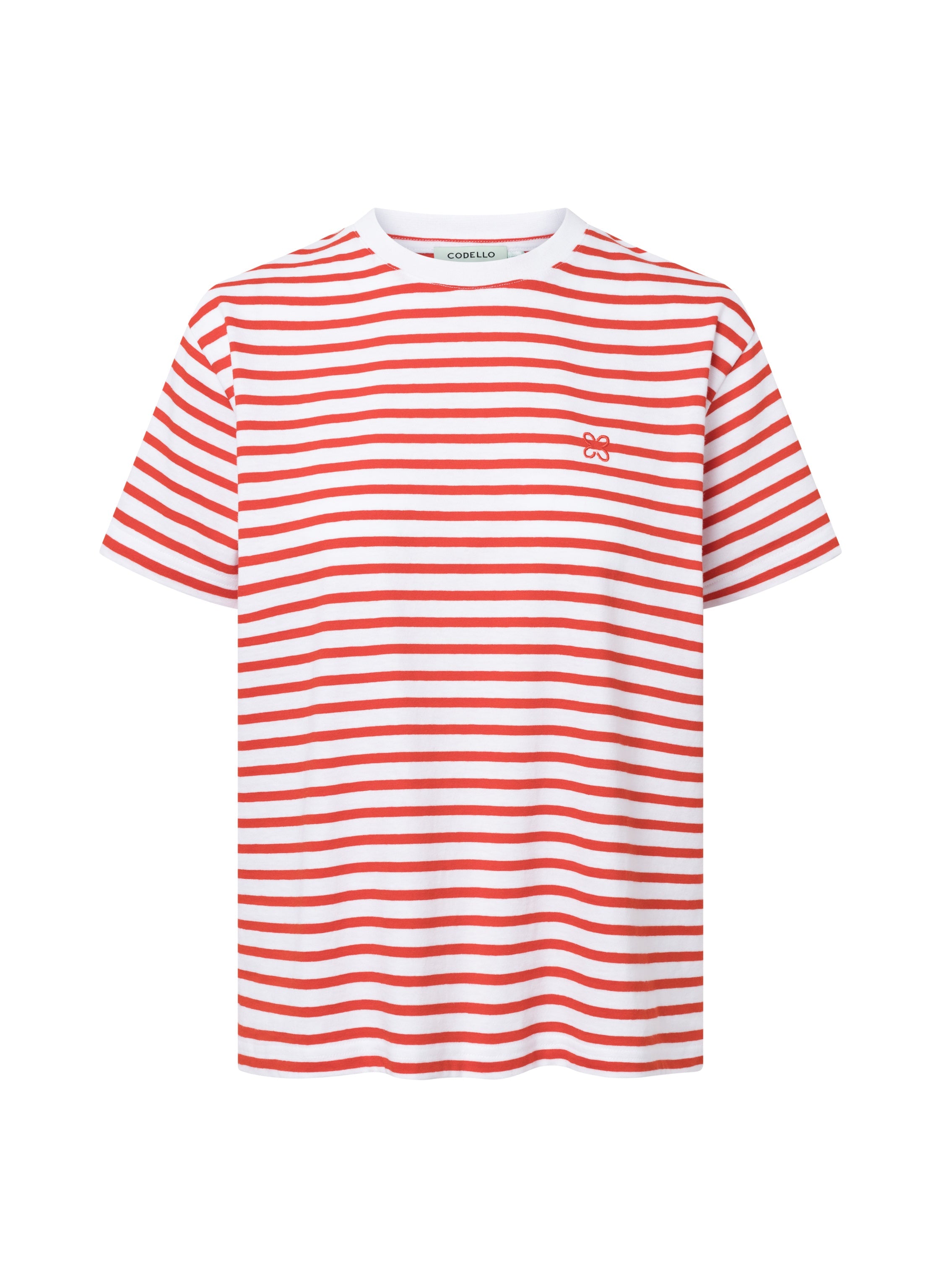 codello-t-shirt-aus-baumwolle-mit-navystreifen-und-logo-stitching-wei image 4