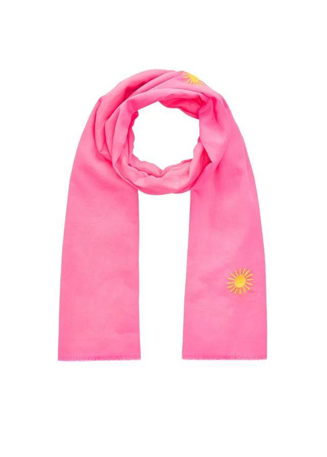 codello-bestickter-schal-aus-baumwolle-mit-sonnen-motiven-pink image 1