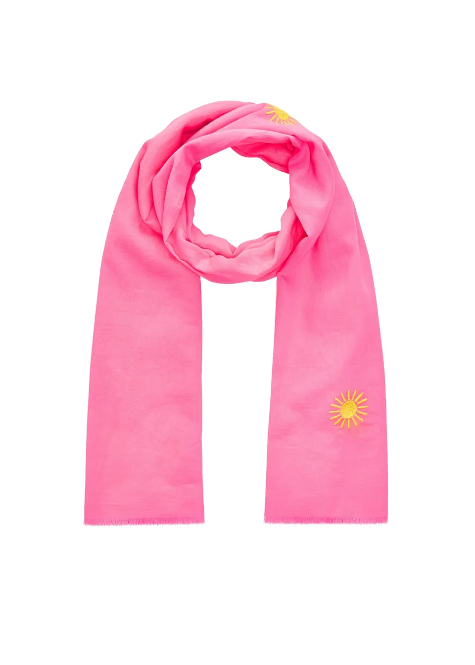 codello-bestickter-schal-aus-baumwolle-mit-sonnen-motiven-pink image 1