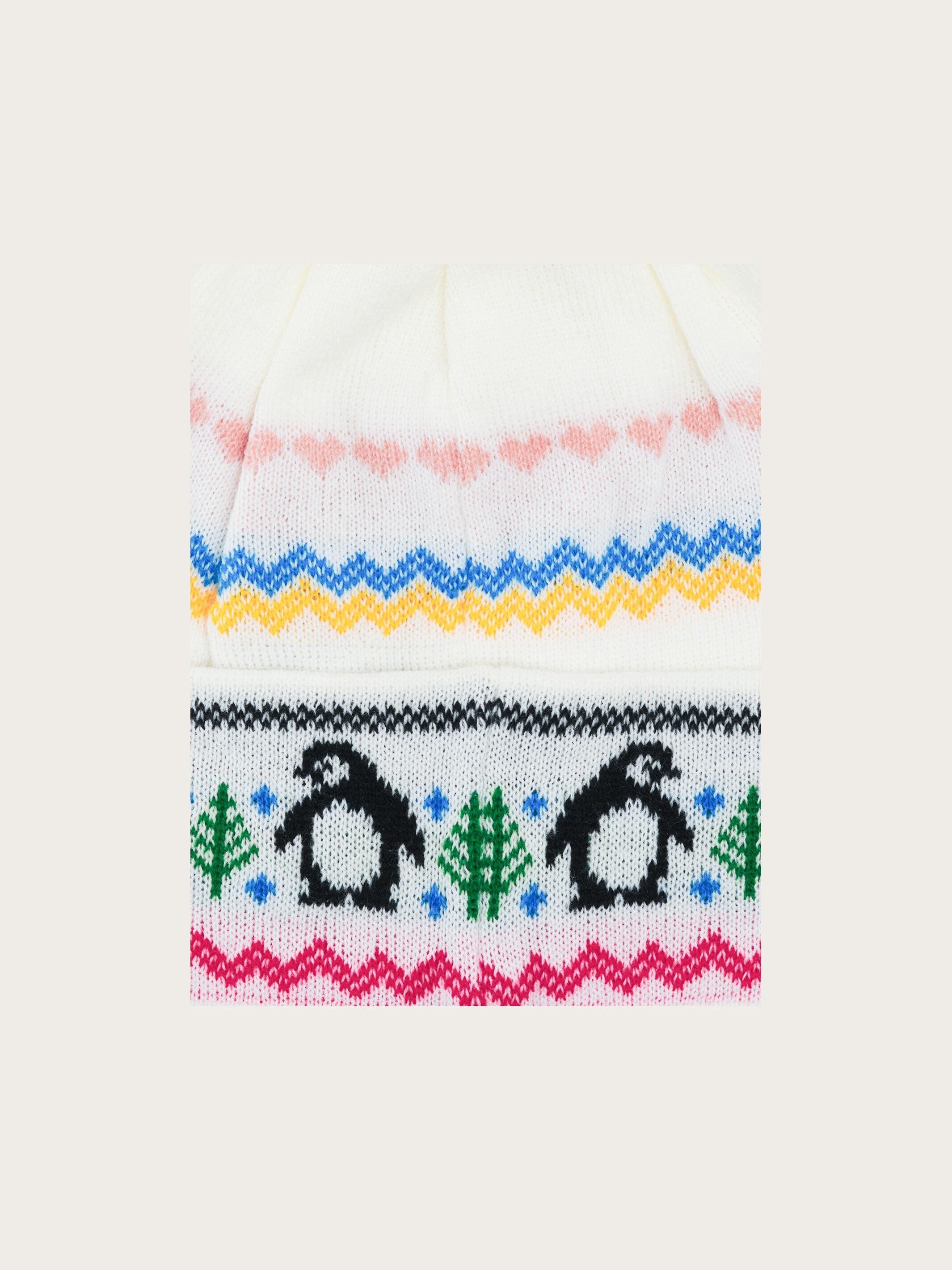 fraas-damen-strickm-tze-mit-pinguin-motiv-und-bommel-26-5-x-21-cm image 3