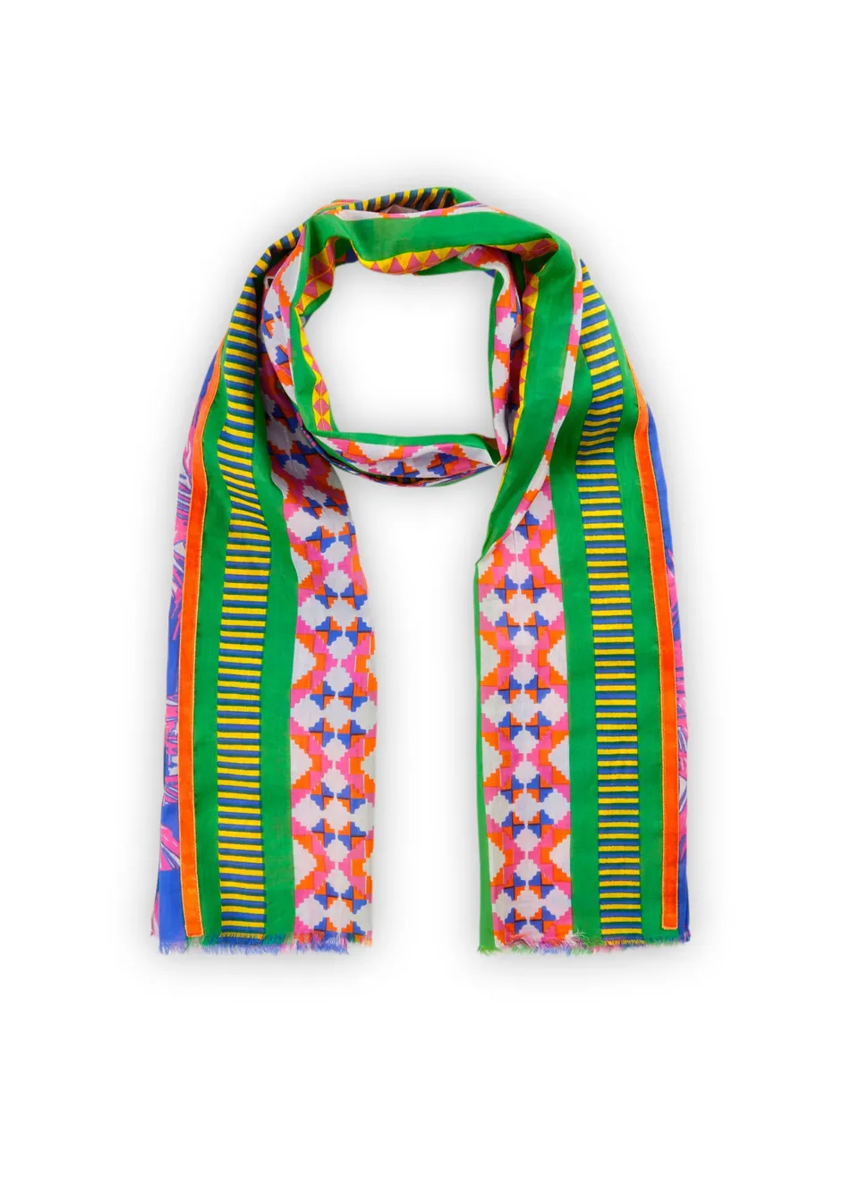codello-schal-schmal-organic-cotton-mustermix-mit-samtband image 1