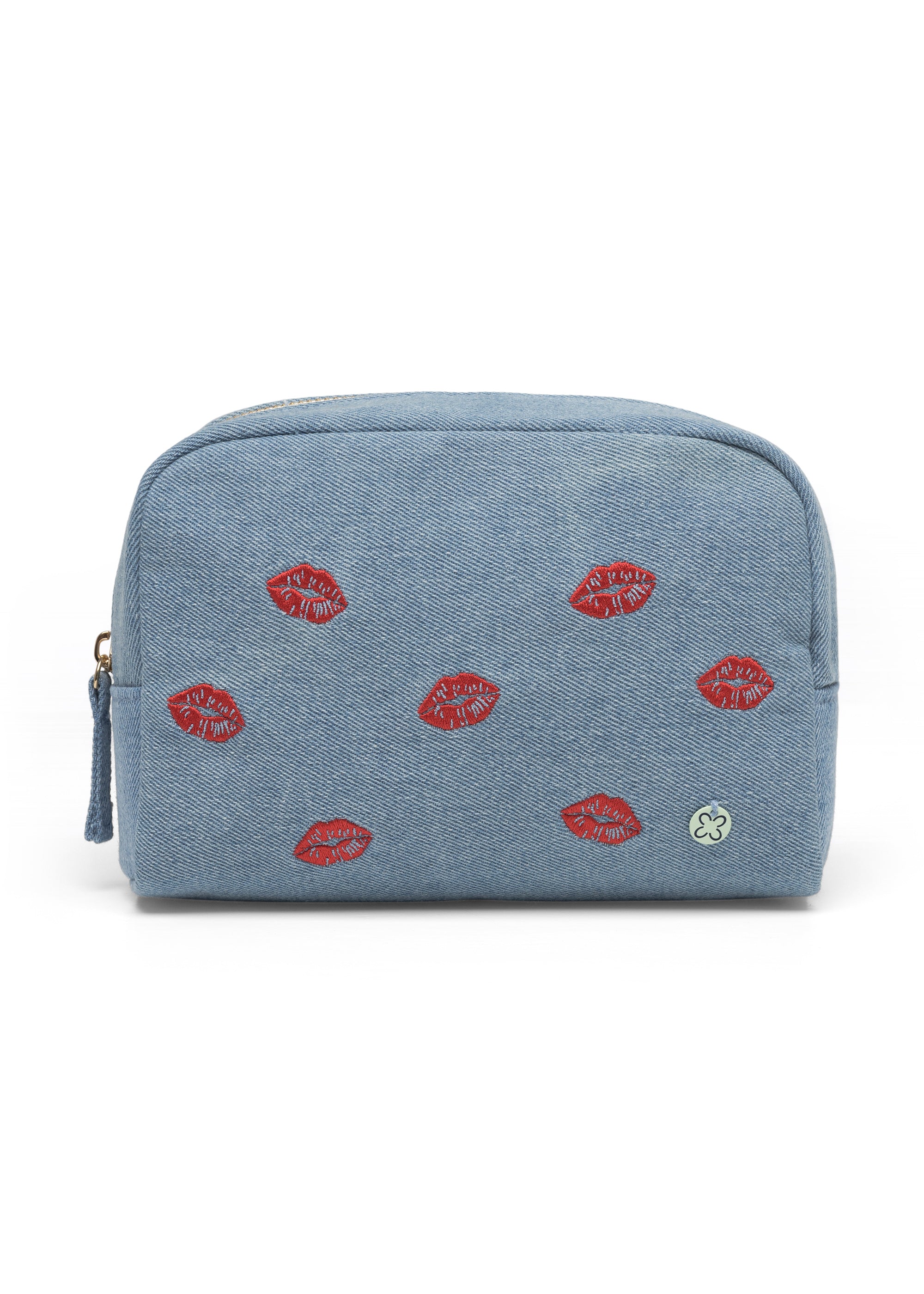 codello-kosmetiktasche-aus-denim-mit-kussmund-stickerei image 1