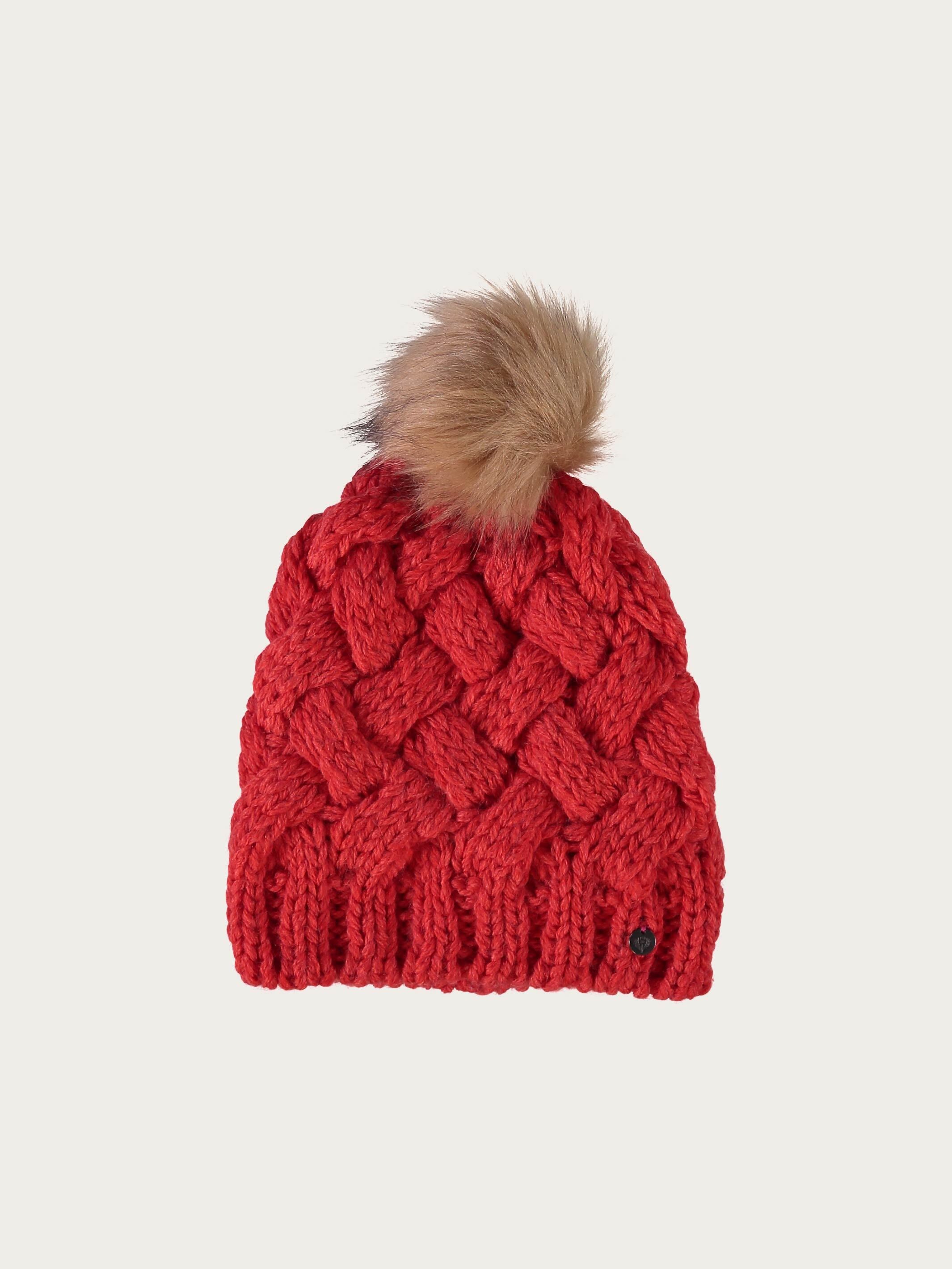 fraas-strickm-tze-wollmischung-mit-kunsthaar-bommel-blau image 2