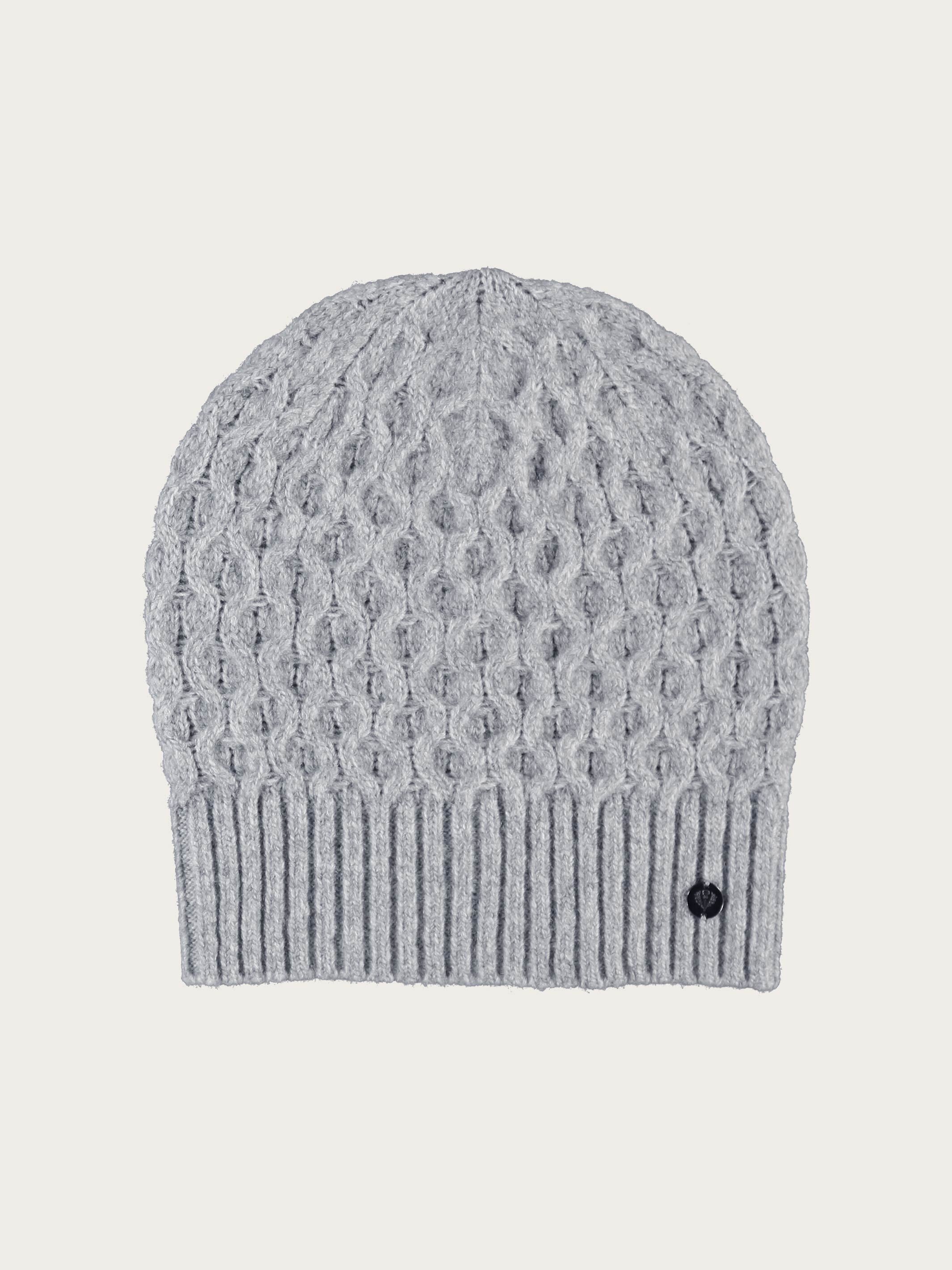fraas-strickm-tze-mit-3d-waben-muster-in-wollmischung-blau image 3