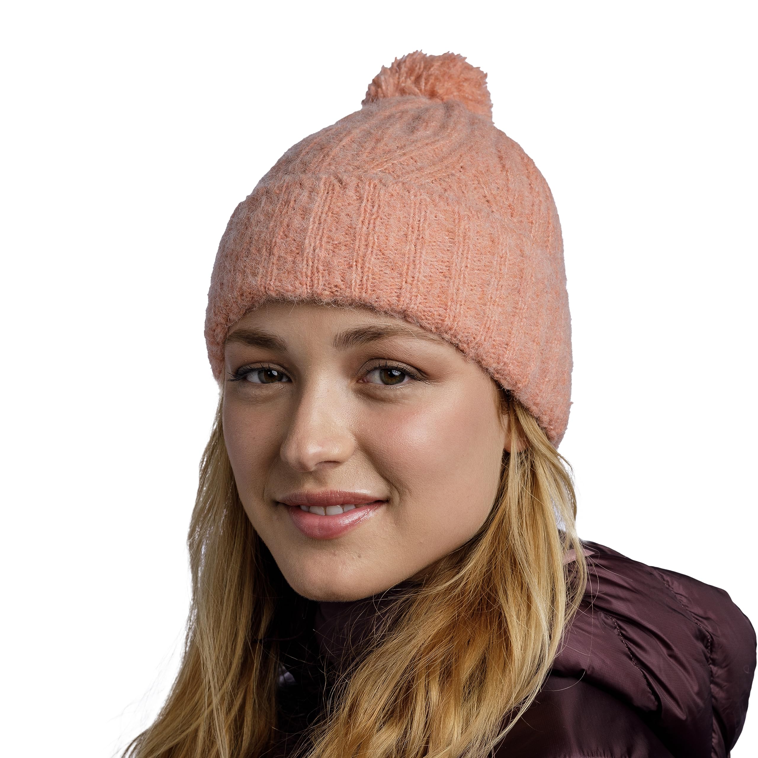 buff-knitted-nerla-strickm-tze-mit-bommel-alpaka-wollmischung-unisex image 2