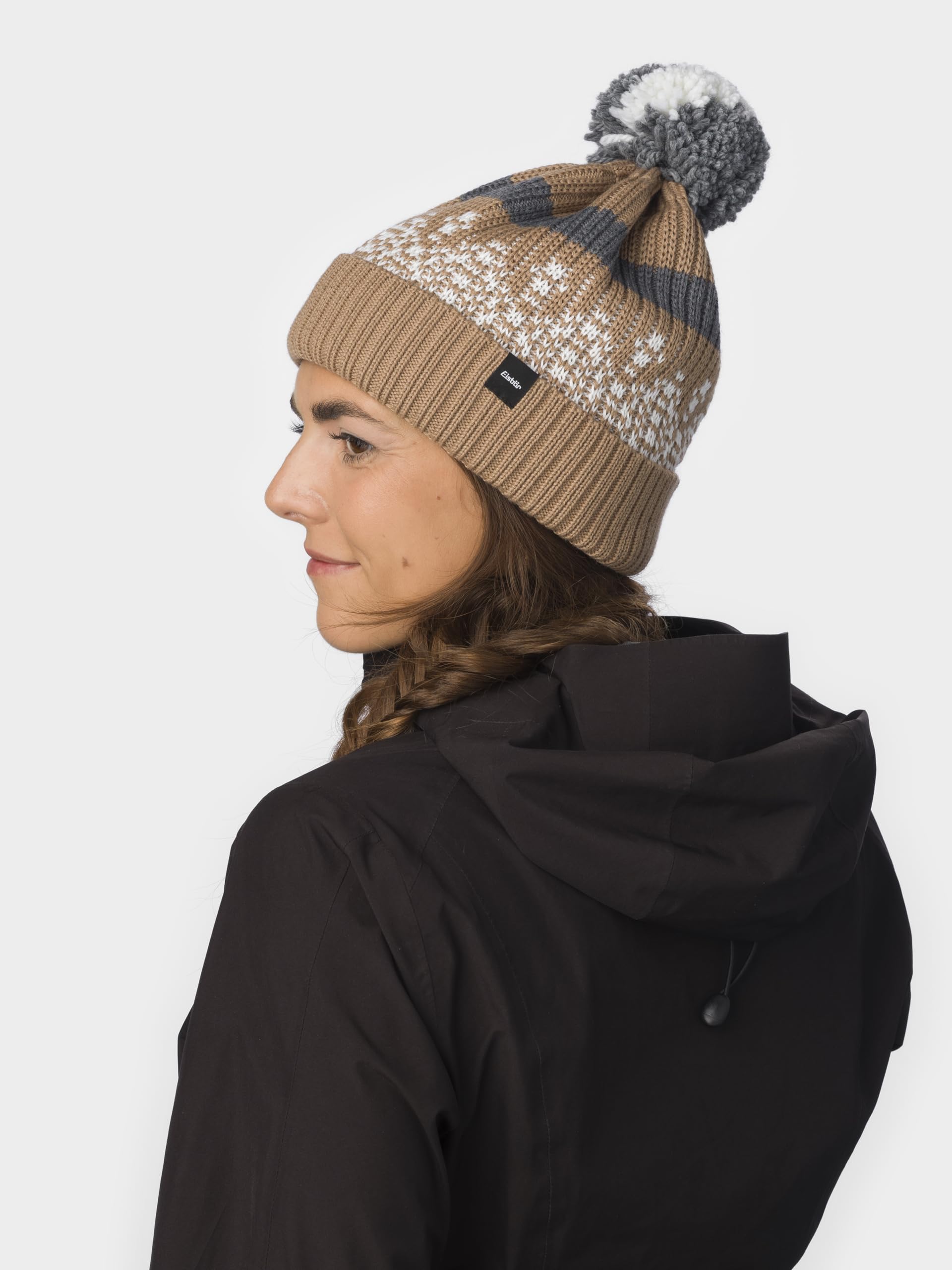 eisb-r-norrak-pompon-m-tze-cappuccino-merino-norwegerm-tze-unisex-mit-fleece-und image 4