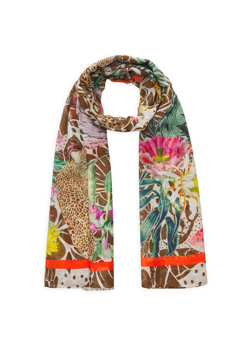 codello-schal-aus-baumwolle-mit-dschungel-motiven-braun image 1