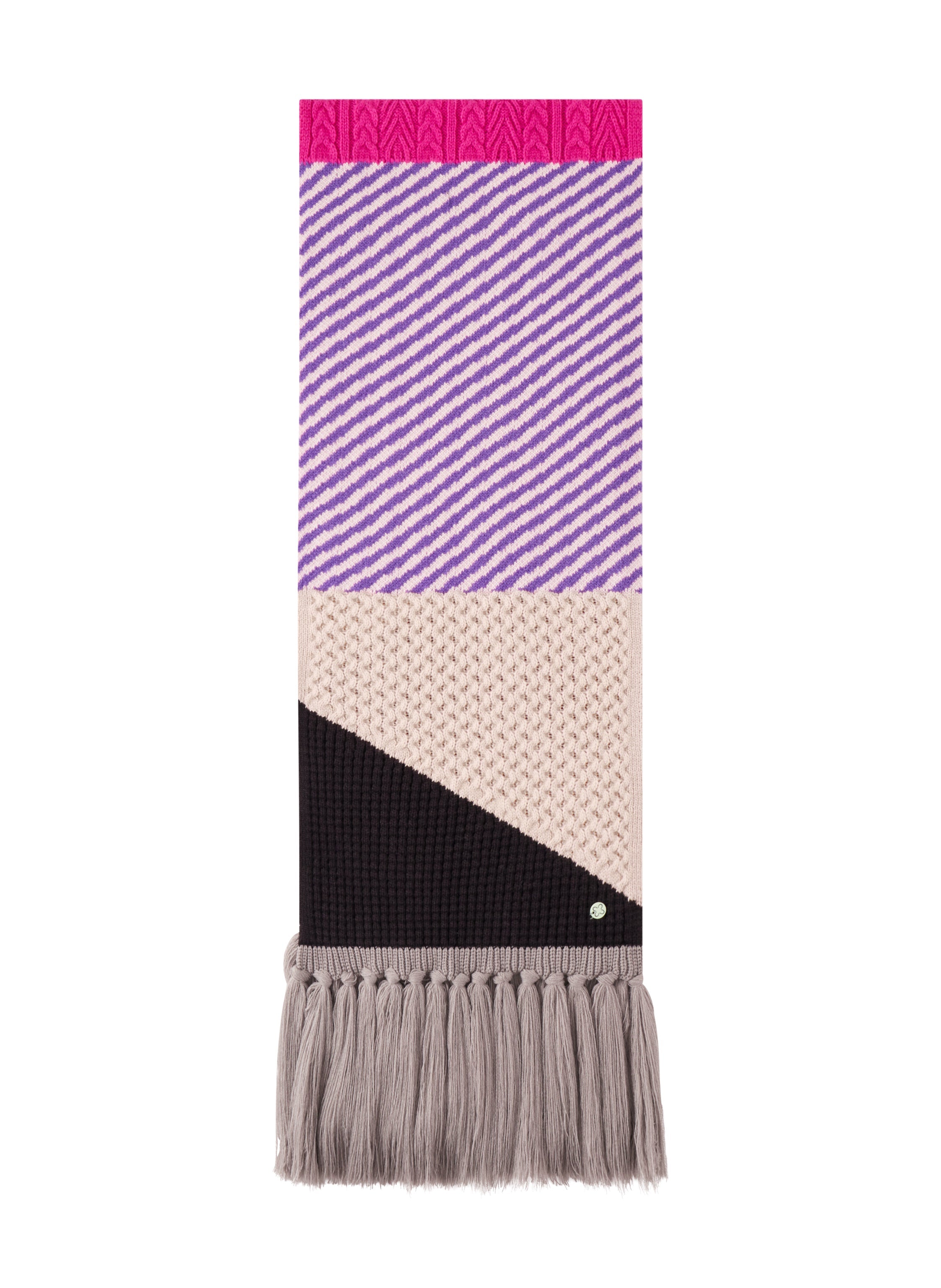 codello-gestrickter-schal-mit-grafischem-muster-und-pinken-highlights image 1