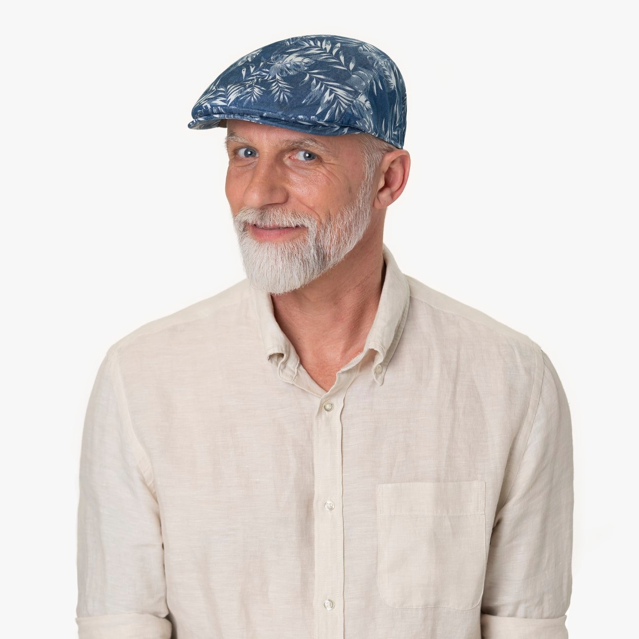 mayser-flower-denim-flatcap-flatcap-mit-bl-ttermuster image 1