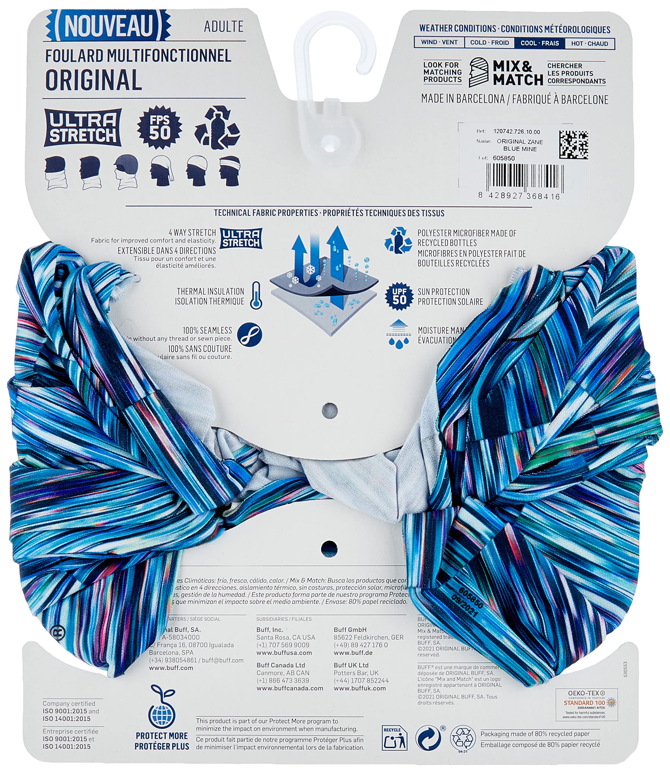 buff-original-ecostretch-schlauchtuch-mine-blau-multifunktionstuch-unisex image 2