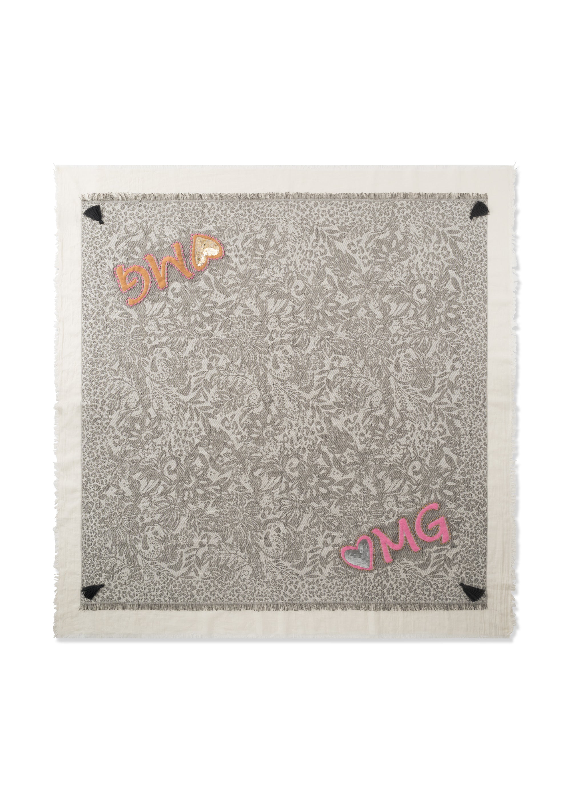 codello-jacquard-tuch-aus-baumwolle-mit-leomuster-wei-grau image 1