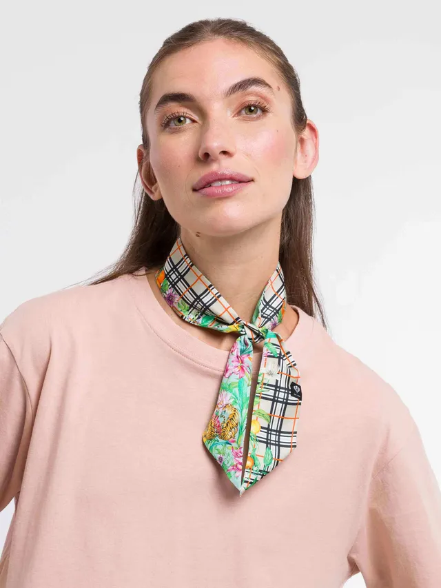 fraas-skinny-seidenschal-fraas-plaid-karo-dschungel-print-5-x-80-cm image 1