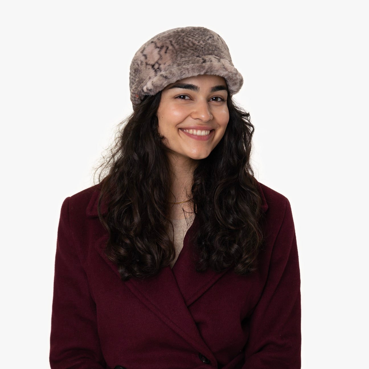 mayser-fijara-fake-fur-ballonm-tze-damen-tiermuster-rosa-baumwollfutter image 1