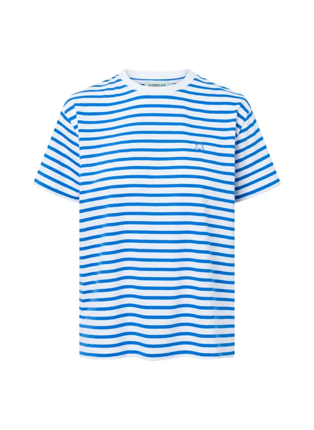 codello-t-shirt-aus-baumwolle-mit-navystreifen-und-logo-stitching-wei image 1