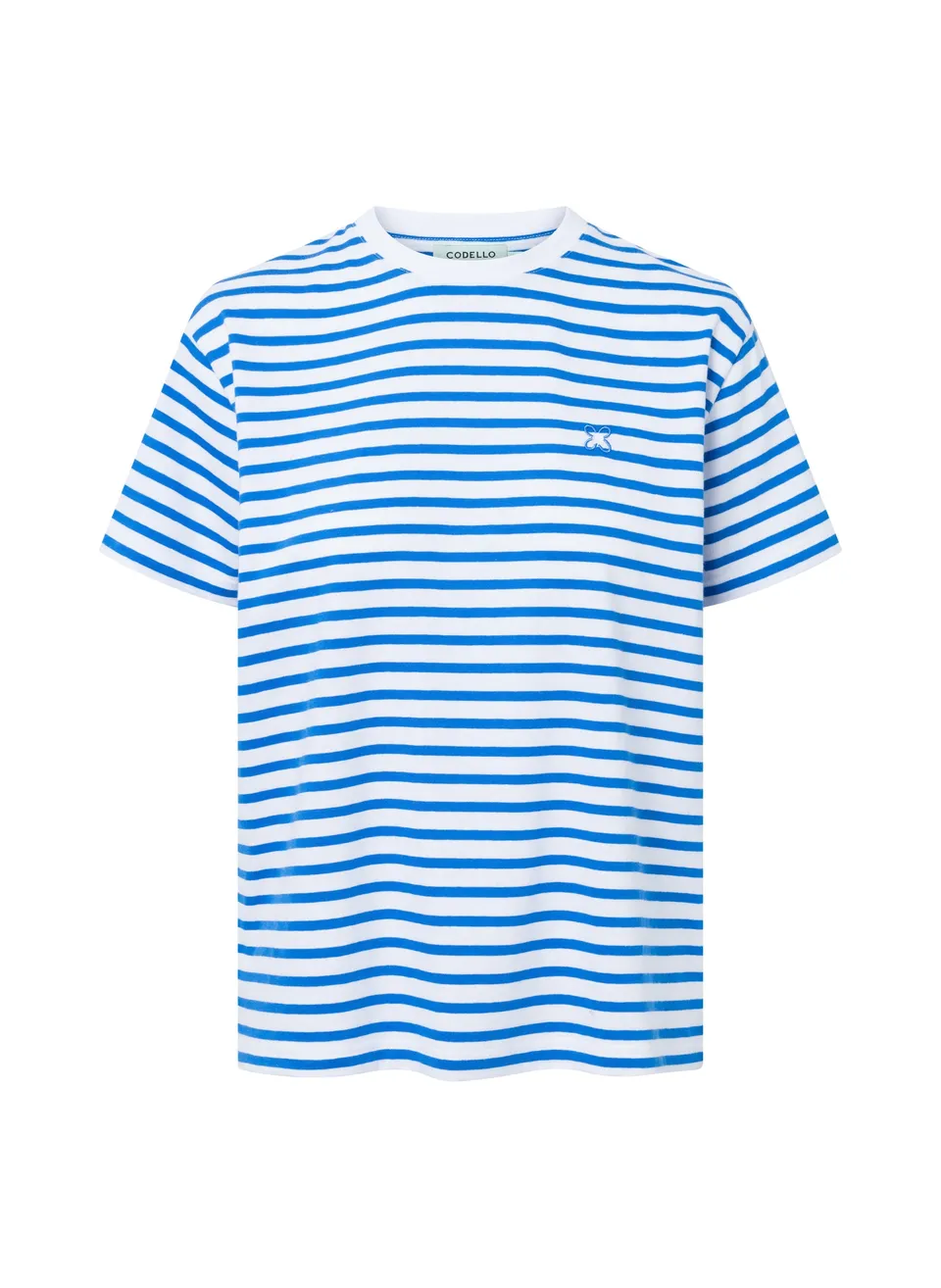codello-t-shirt-aus-baumwolle-mit-navystreifen-und-logo-stitching-wei image 1