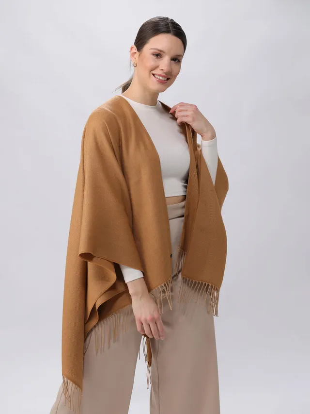 fraas-einfarbiger-poncho-ruana-aus-reinem-polyacryl-130-x-150-cm-cape-xxl-schal image 1