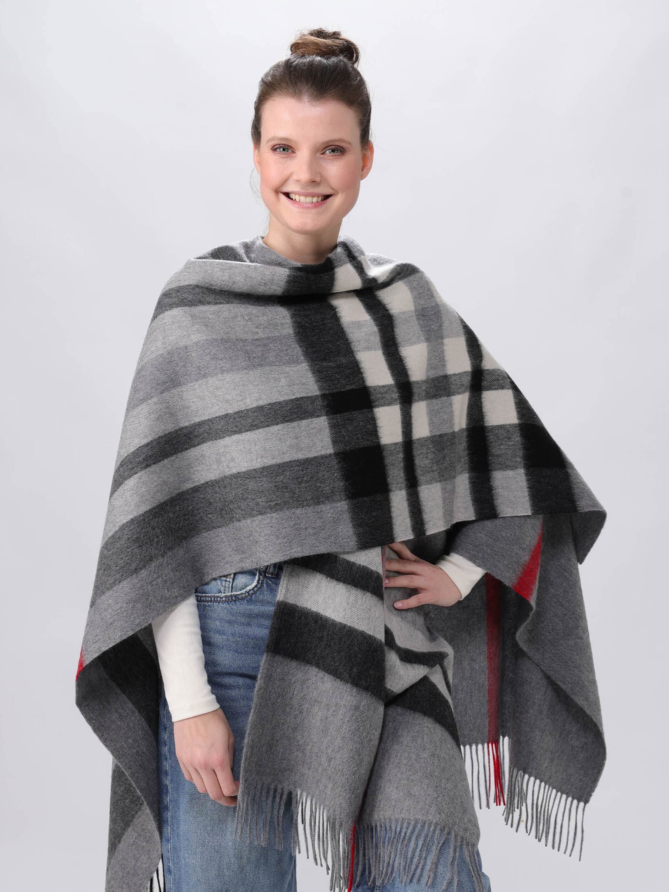 fraas-poncho-ruana-fraas-plaid-karo-reine-wolle-120-x-160-cm image 6